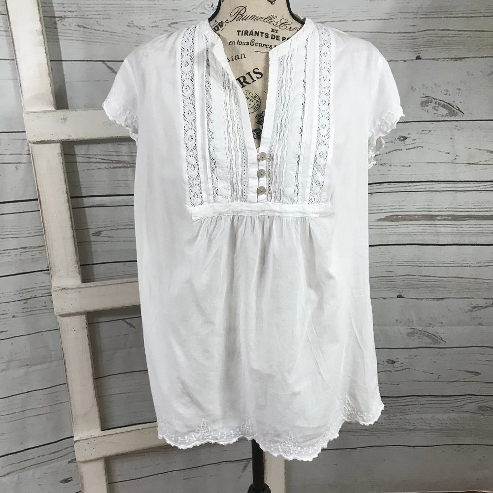 🧶 CLEARANCE Converse One Star White Eyelet Lace Cotton Top